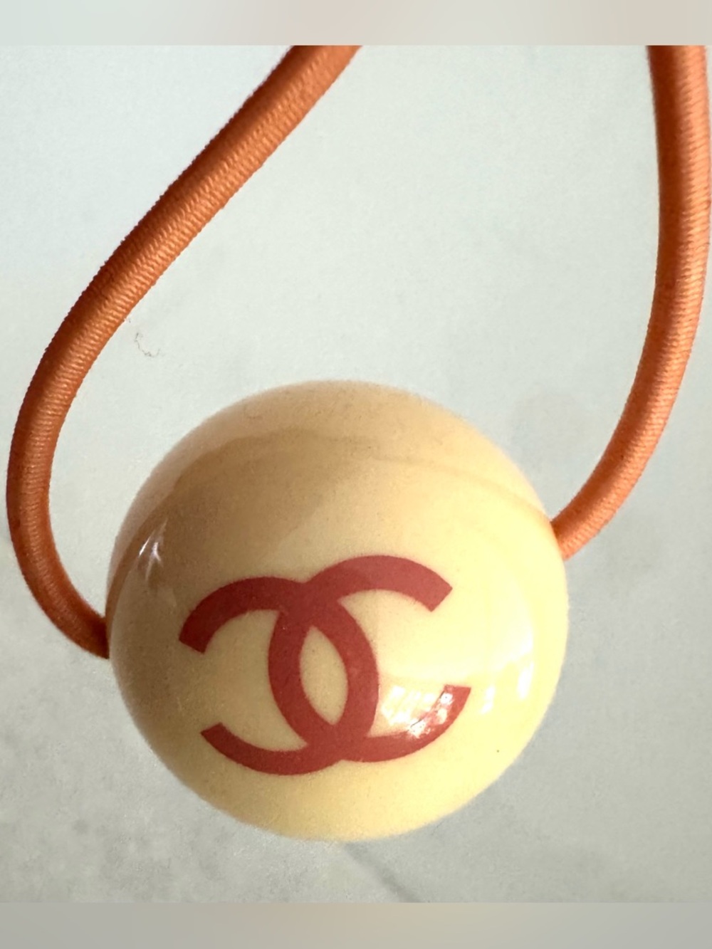 CHANEL RARE 02P Coco Mark Heart Hair Tie Vintage  Hair Accessory Collectible